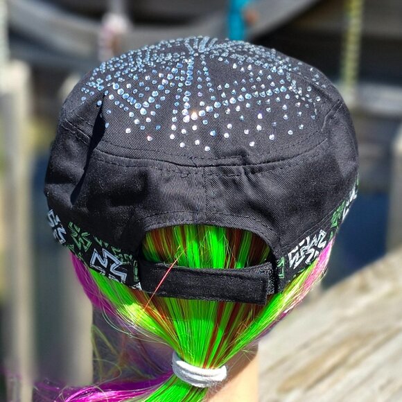Ladies Black Chopper Cross BLING Hat NEW - Picture 4 of 4